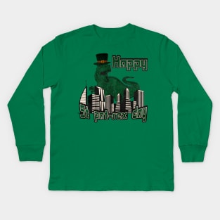 Happy St Pat Rex Day Kids Long Sleeve T-Shirt